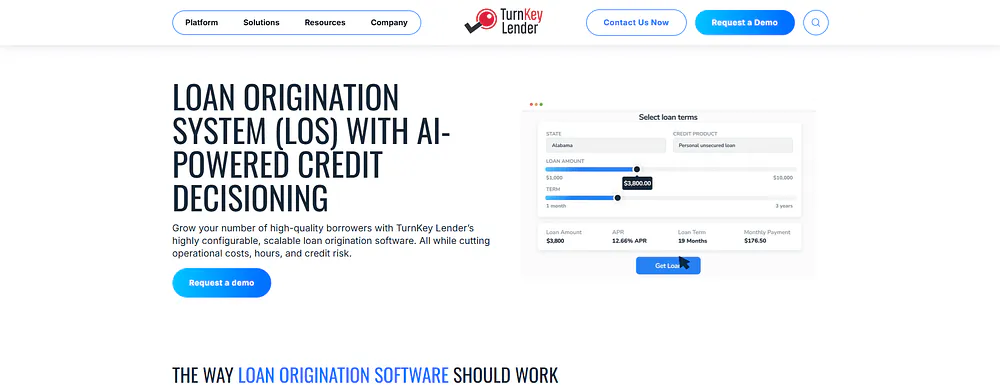 TurnKey Lender automated lending and decisioning platform