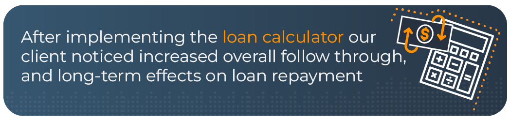 Image with text on it talking about the loan calculator