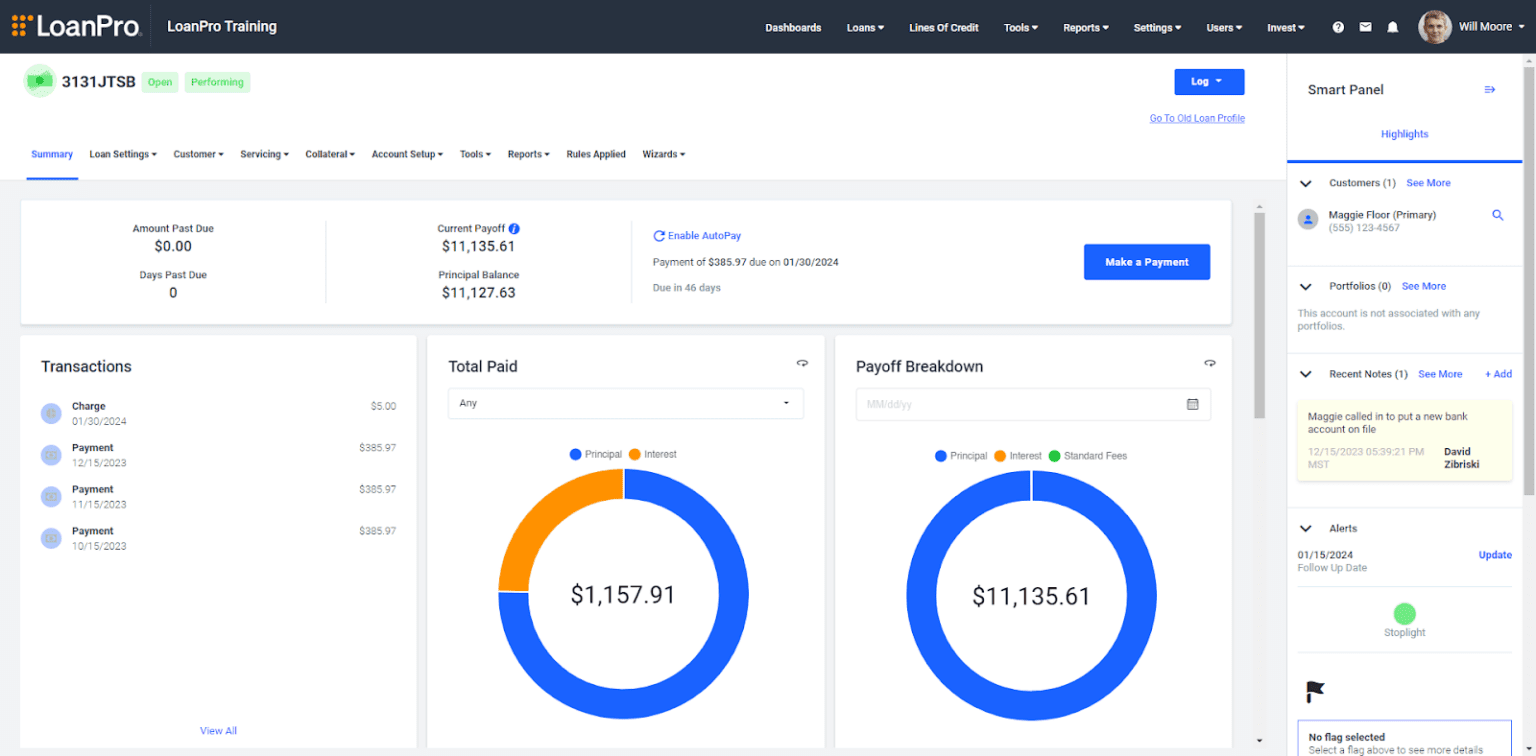 Image of the new LoanPro dashboard