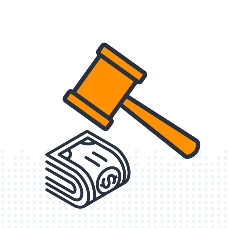 Image of a gavel and wad of money