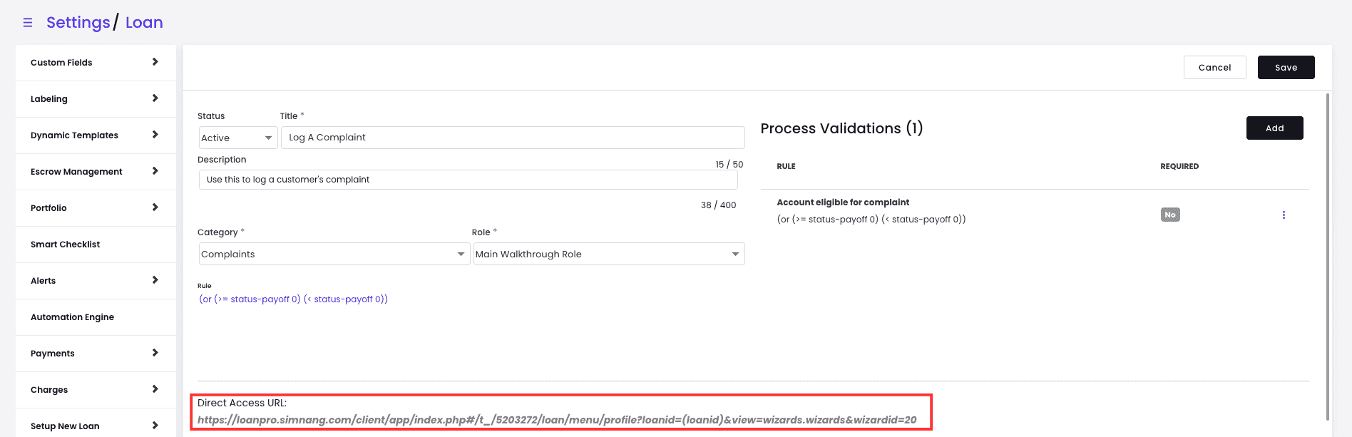 Screenshot of LMS forumla editor