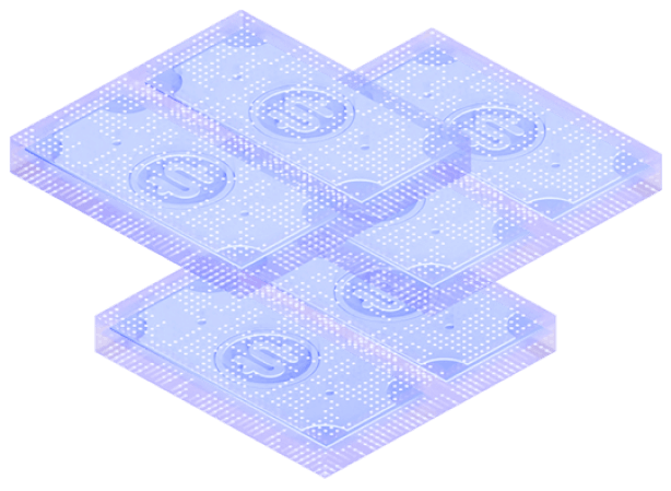 Cube formation graphic of dollars stacks to symbolize installment loans